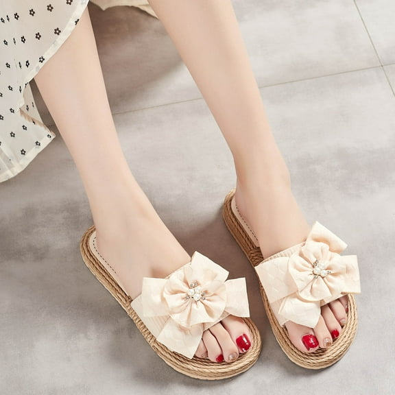 Wavsuf Pool Slides for Women Beach Casual Summer Beige Slides Slippers Size 6.5