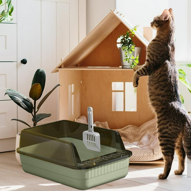 Cat Litter Tray Open Top with High Sides Semi Enclosed PP Material Front Entry Removable Base for Small Rabbit Guinea Pig Lime Green Walmart