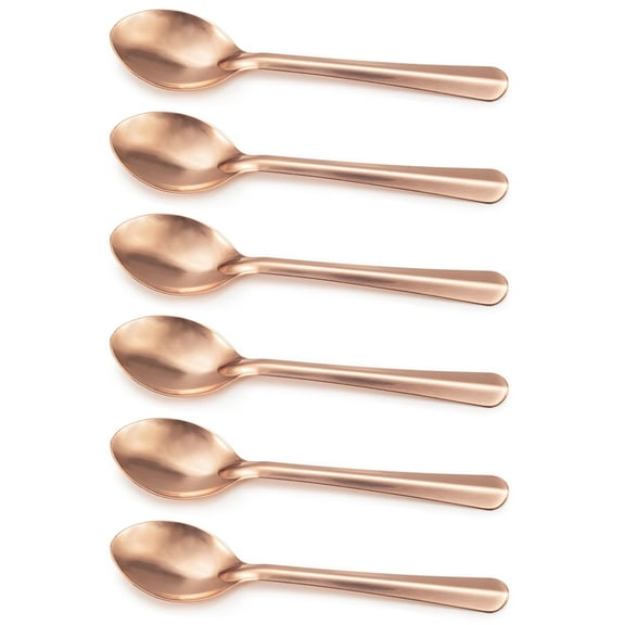 99.9% Pure Copper Spoon Blank Design, Set of 6, Copper Dinner Spoon, Soup Spoon, Copper Tableware (Length：5.9 inches, width：1.37inches)