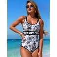 thumbnail image 4 of Women'S Color Block One-Piece Athletic Swimsuit Sports Tummy Control Cheeky Bathing Suits As Shown 2 XL, 4 of 9