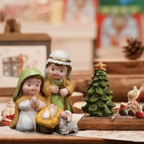 Eespoir Christmas Nativity Scene Figurine, Christmas Home Decor & Party Gifts, for Living Room Table Fireplace Desktop Decor, Yellow, 3.74"