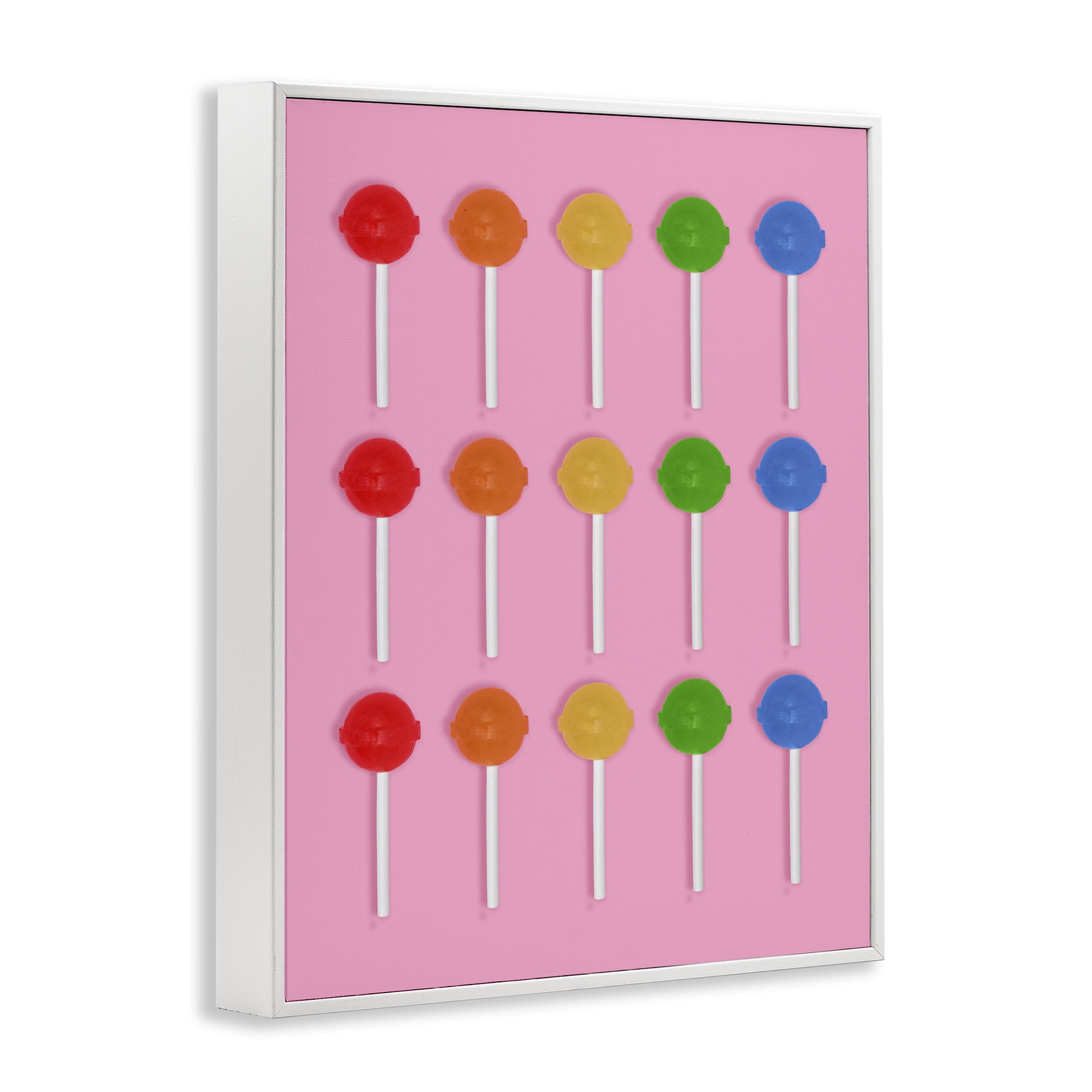 Stupell Industries Colorful Lollipop Grid White Framed Giclee Art, design by LISH Creative