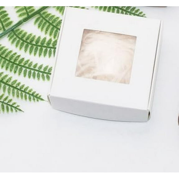 20Pcs Square Paper Boxes with Clear Window White Kraft 2.56x2.56x1.18 Inch for Soap Packaging Gift Wrapping Small Business Supplies