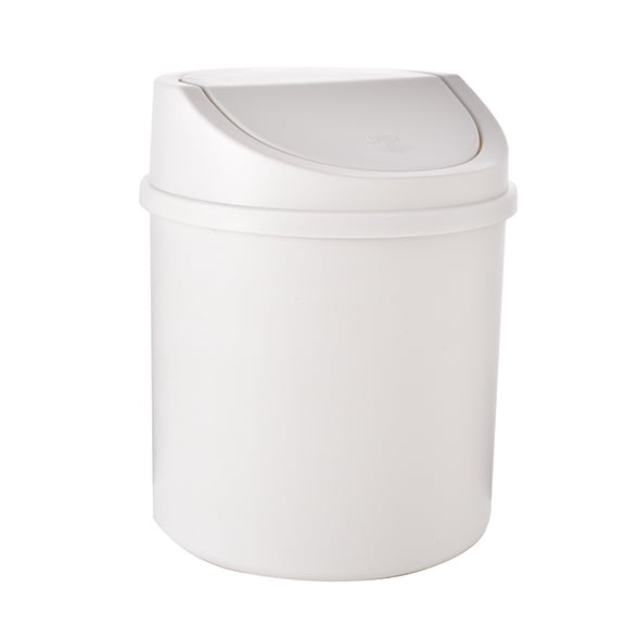 Swing-Lid Mini Trash Can – Small Desktop Wastebasket with Press-to-Open Cover, Portable Garbage Bin for Office Desk, Vanity, and Bathroom, Pastel Color Design