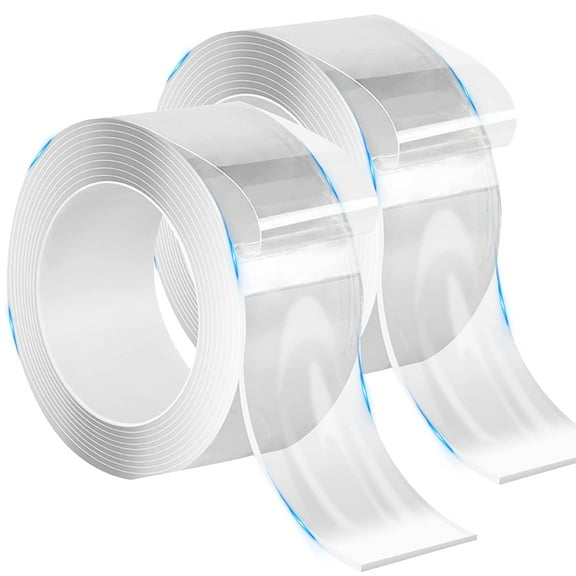 Multipurpose Nano Grip Tape Reusable Removable Washable Double Sided Sticky Strips Seamless Traceless Tape Adhesive Kitchen Holder (Clear - 5M\/16.5ft)
