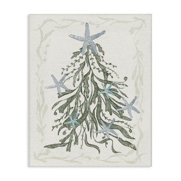 Stupell Industries Traditional Nautical Christmas Tree Sea Life Canvas Art, 24 x 30, by Lil' Rue