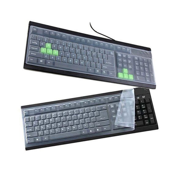 Meidiya 2Pcs Clear Desktop Computer Keyboard Cover Universal Desktop Computer Dustproof Waterproof Keyboard Cover Skin Protector Film Cover