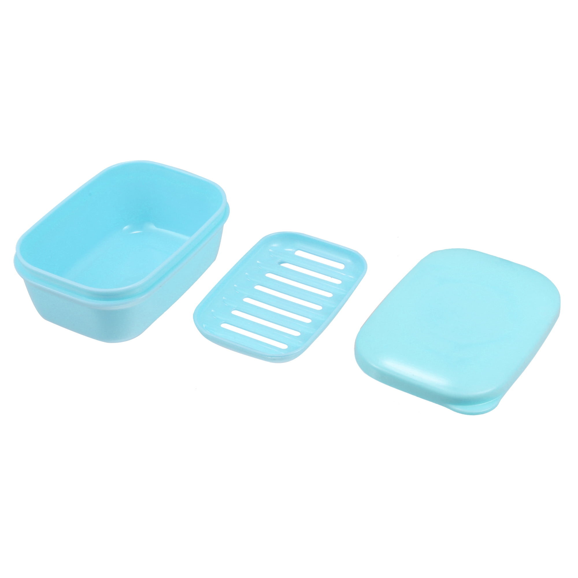 Unique Bargains Soap Dish Keep Soap Dry Soap Cleaning Storage for Bathroom Kitchen Blue