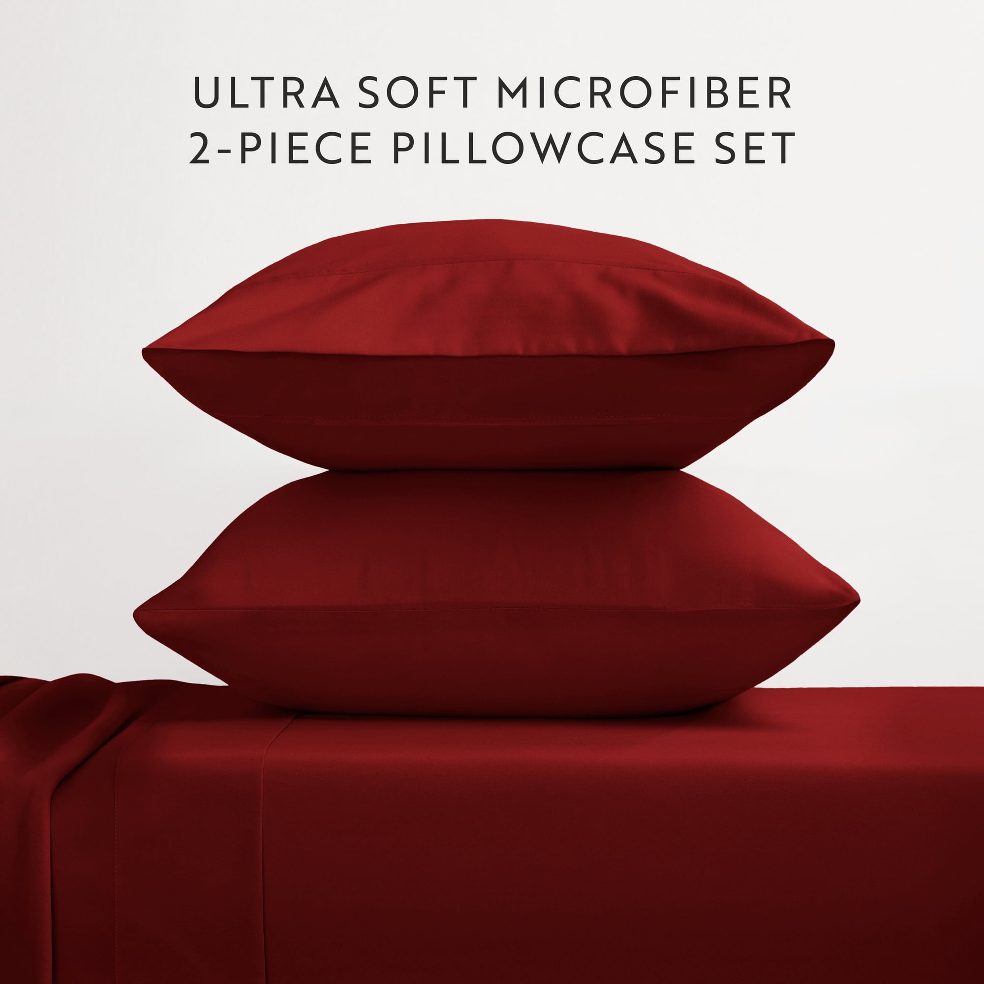 Noble Linens 2 Piece Pillow Case Set, Burgundy, Standard/Queen