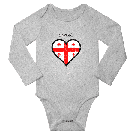 

Georgia Flag Heart Love Baby Long Sleeve Bodysuit (Gray 24 Months)
