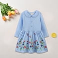 thumbnail image 2 of Vestidos de algodón para niñas pequeñas hoksml, mangas largas, dobladillo con volantes, solapa, bordado de flores, camiseta, ropa en liquidación, 2 of 7