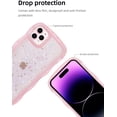 thumbnail image 2 of for iPhone 8 Plus - Curly Wave Edge Design, Transparent Bling Glitter Star Shiny Case, Cute Pink Clear Full Protection Soft TPU Shockproof Phone Cover for Women and Girls (Pink), 2 of 7