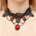 thumbnail image 2 of Red Jewel & Lace Halloween Choker, 2 of 3