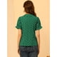 thumbnail image 4 of Camisa Vintage Con Botones Y Cuello Peter Pan Con Volantes Y Lunares Para Mujer Verde Oscuro S, 4 of 5