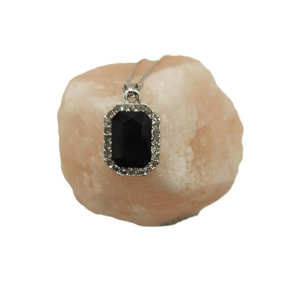 Omodo Vintage Style Pendant Black Necklace, Silver Tone, Women Jewelry