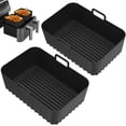 thumbnail image 1 of Retrok 2 Pcs Doublures en Silicone pour Friteuse à Air Chaud Pot en Silicone pour Friteuse à Air, Doublure en Silicone Réutilisable Plateau de Cuisson de Remplacement Insert, Antiadhésif 8.4 5.7 2.7 Po (Noir), 1 of 11