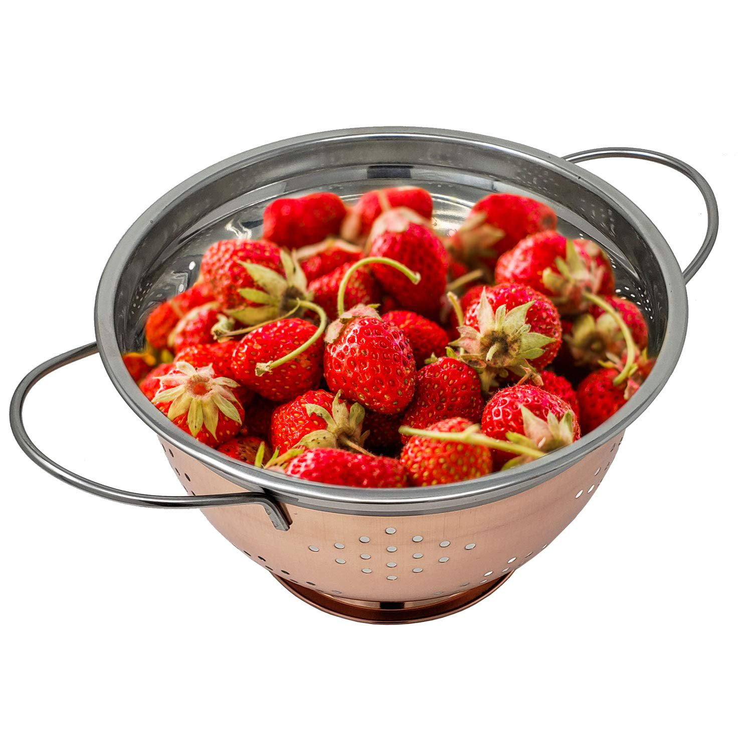 Copper plated stainless steel berry colander 