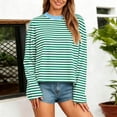 thumbnail image 2 of XIYON Womens Long Sleeve T Shirts Striped Crew Neck Tee Shirt Casual Loose Fit Going Out Tops Fall Clothing, 2 of 5