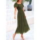 thumbnail image 3 of Vestido PRETTYGARDEN Midi Fruncido de Tul con Mangas Abullonadas Verde Militar Talla L, 3 of 7