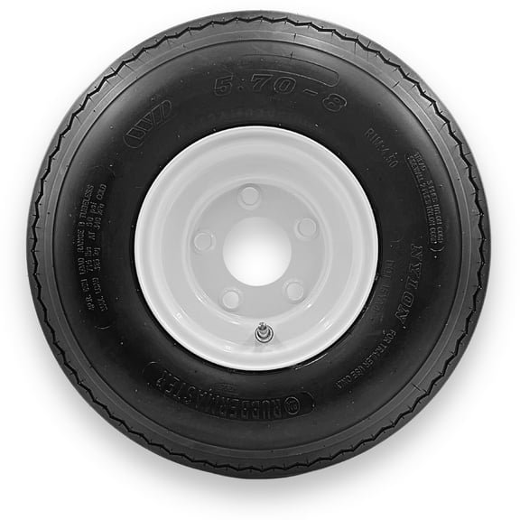 RubberMaster 5.70-8 8 Ply Highway Rib Tire and 5 on 4.5 Stamped