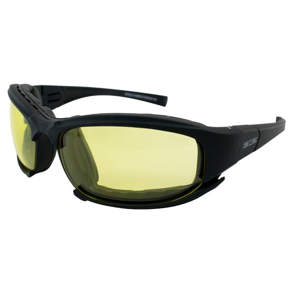 Epoch Hybrid Motorcycle Sunglasses Black with Yellow Lens ANSI Z87.1  Lifetime