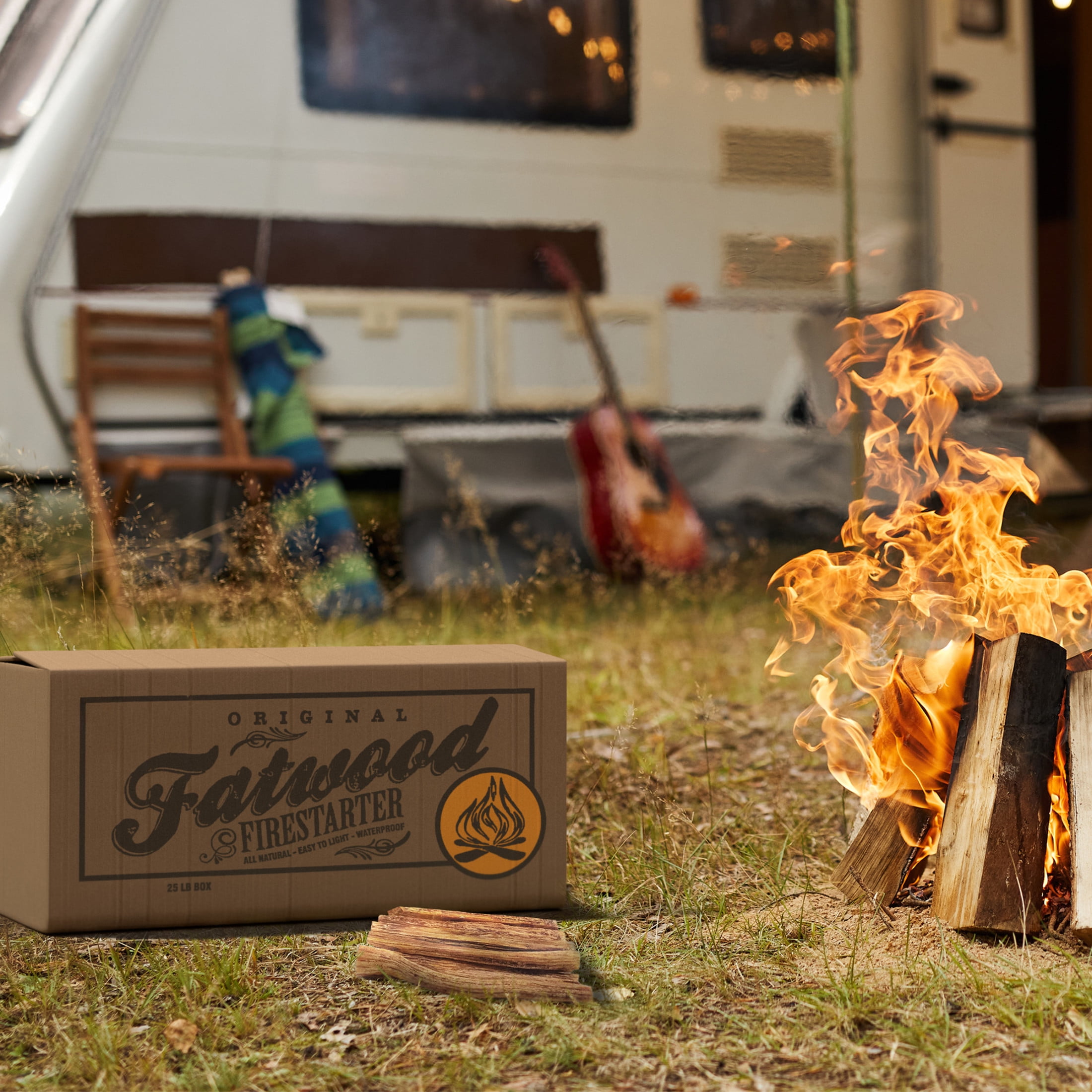 Pure Garden 25lb Box Fatwood Pine Wood Fire Sticks - Indoor or Outdoor Fire Starters