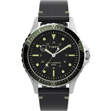 UPC 194366211481 product image for Timex TW2V45300 Men s Navi XL Black Dial Leather Strap Watch | upcitemdb.com