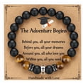 thumbnail image 2 of Pulsera de cuentas de acero inoxidable con ojo de tigre para hombre, joyería con piedra negra, 2 of 2