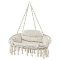 thumbnail image 1 of Costway Swing Chair Hand-Woven Rope Hanging Chair with Thick Cushion & Folding Metal Frame, 1 of 10