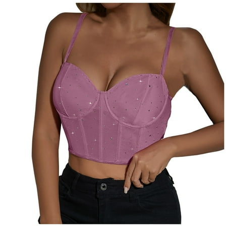 Hessimy Plus Size Corset Top For Women  Push Up Bustier lingerie Y2K Sexy Going Out Bustier Top Purple XS
