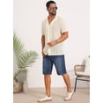 thumbnail image 2 of DARING DIVA Men's Hawaiian Camp Collar Button Down Short Sleeve Textured Shirts M Beige, 2 of 7