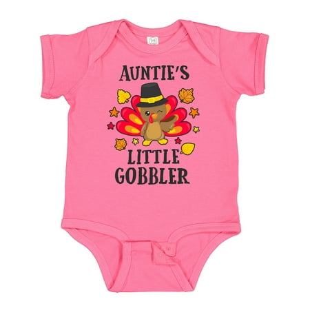 

Inktastic Aunties Little Gobbler with Turkey and Leaves Gift Baby Boy or Baby Girl Bodysuit