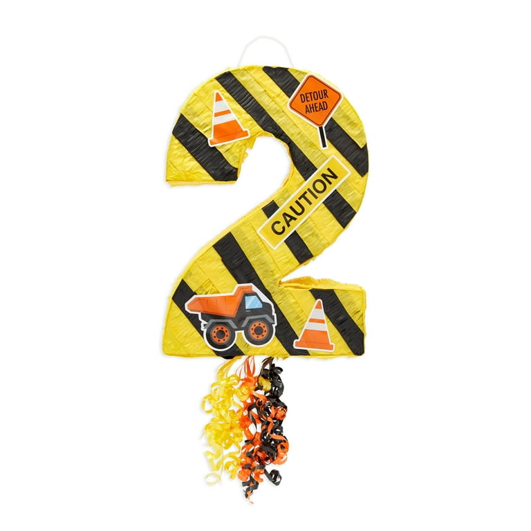 Construction Themed Number 2 Pull String Pinata for 2 Year