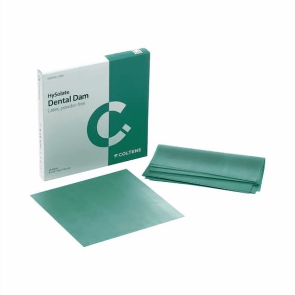Coltene Whaledent 60034421 HySolate Latex Dental Dam 6" X 6" Extra Heavy Green 36/Pk