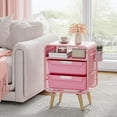 thumbnail image 4 of Pink Nightstand,Cute End Table with Storage Drawer,Kids Nightstand for Bedroom Furniture,Bedside Table Small Pink Desk Coffee Table for Living Room, Dorm,Office, 4 of 7