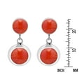 thumbnail image 4 of AeraVida Dainty Circles Red Coral Inlay Sterling Silver Post Drop Modern Earrings Anniversary Jewelry Gift for Women Accessories, 4 of 5