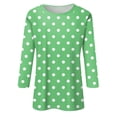 thumbnail image 5 of LISTHA Womens 3/4 Sleeve Tops Polka Dot Summer Shirts Crewneck Trendy Plus Size Blouses Spring Casual Tunic Tops Green M, 5 of 5