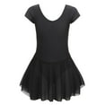thumbnail image 2 of Kids Toddler Baby Girls Spring Summer Solid Short Sleeve Gymnastics Dress Princess Dress Clothes Black 5 Years-6 Years, 2 of 4
