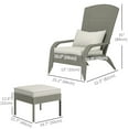 thumbnail image 3 of Outsunny Chaise Adirondack en Osier avec Ottoman Chaise pour Foyer avec Coussin Blanc, 3 of 10