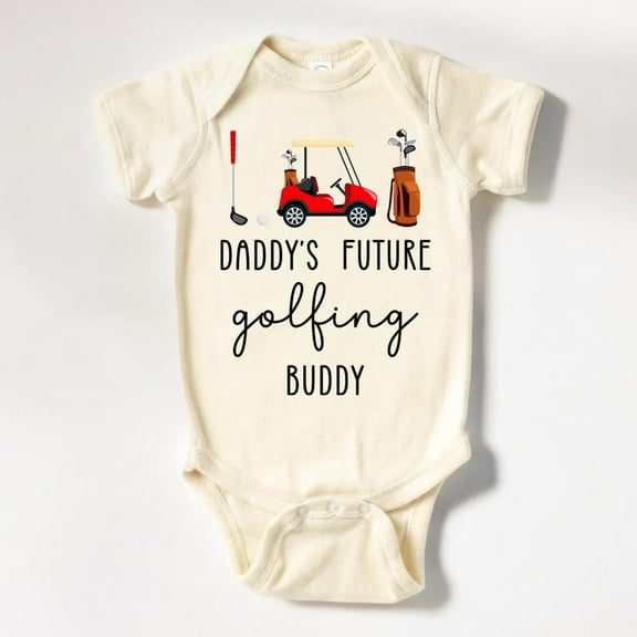 Baby Bodysuit BELLA CANVAS Daddys Future Golfing Buddy Onesie, Future Golfer Baby Bodysuit, Fathers Day Gift Natural Baby Onesie, Golfing Buddy Onesie