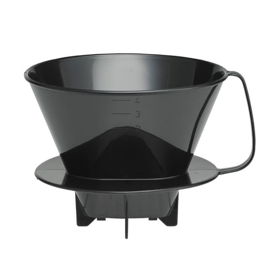 Fino Pour-Over Coffee Brewing Filter Cone, Number 4-Size, Black, Brews 8 to 12-Cups