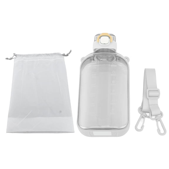 BIMZUC 750 ml Flat Leak‑Proof PC Water Bottle – Slim, Transparent, Carrying Strap, Scale, BPA‑Free, Ideal for Travel, Gym & Camping