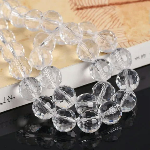 U8MO Round Disco Ball 6mm 8mm 10mm 12mm 96 Facets Faceted Crystal Glass Loose Beads-Clear-8mm 30pcs