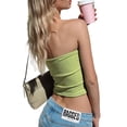 thumbnail image 4 of Blotona Women Solid Color Tube Tops Bow Decor Strapless Boat-Neck Wrap Chest Tank Tops Summer Backless Bandeau Tops, 4 of 5