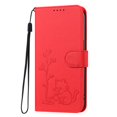 thumbnail image 3 of Wallet Leather Case For Motorola Moto G Play 2025 6.8",with Card Holder,wristband, Shockproof Kickstand Embossed Little Cat Watering Tree Phone Case,Red,For Moto G Play 2025, 3 of 8