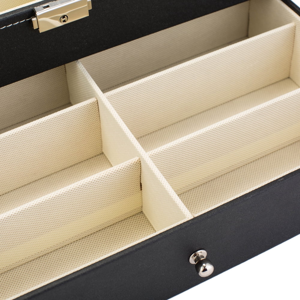 12 Piece Eyeglasses Storage and Sunglass Glasses Display Drawer Lockable Case Organizer, Black