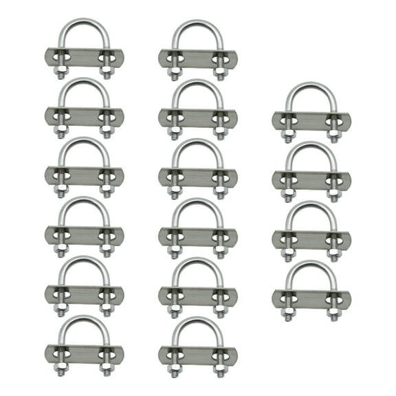 16 Pcs M6 Round U-Bolts, 25 mm x 45 mm Round Bend U-Clamp, U-Bolts with Nut, Plate, and Washer for Pipes and Wood Tubes