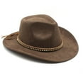 thumbnail image 5 of YAYUBA Cowboy Hat Men Women with Ribbon Cowgirl Western Hat Cowboy Hats for Women,Brown, 5 of 5