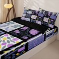 thumbnail image 3 of jejeloiu Abstract Floral Zipper Twin Comforter Sets with Fitted Sheet and 2 Pillowcases For Girls,Patchwork Print Zipper Bedding Set,Purple Black White,Black Reversible,4 Pieces, 3 of 7