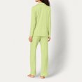thumbnail image 5 of Womens Plus Size Pajama Sets Long Sleeve Button Up Pjs and Casual Wide Leg Pants Knit Solid Color Fall Sleepwear Set with Pocket Size S-5XL, 5 of 8